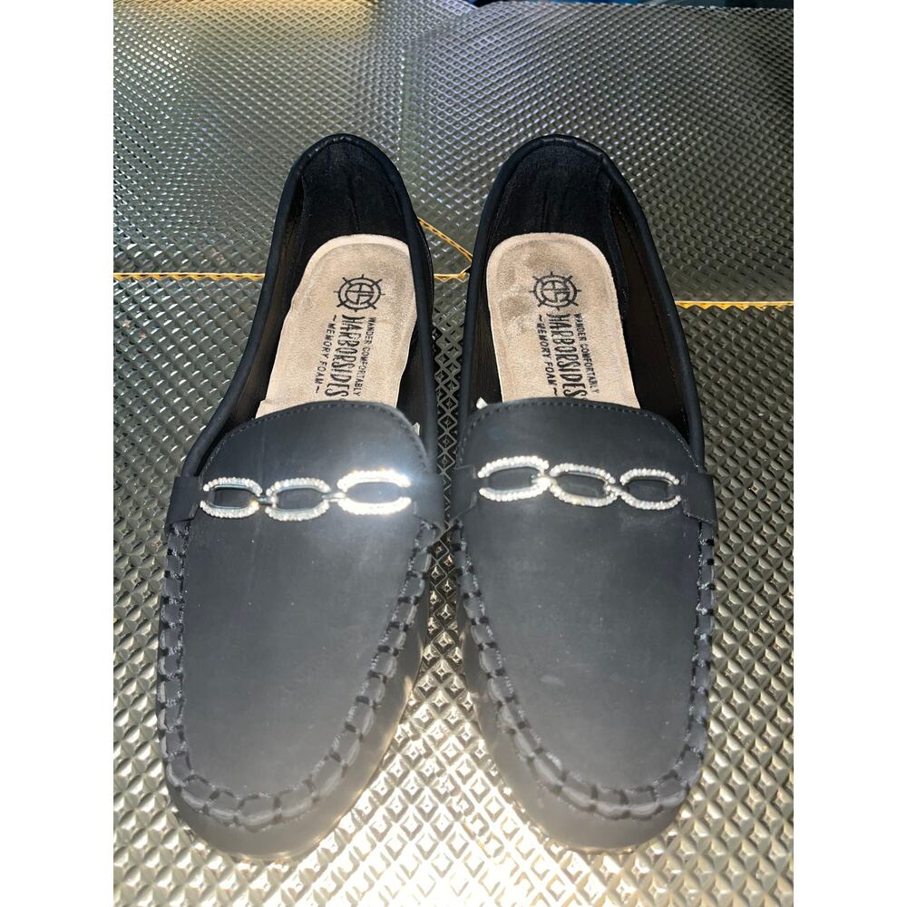 Harborsides Women's Sz 8 Comfort Memory Foam Flat Shoes Black Suede NWT(272)